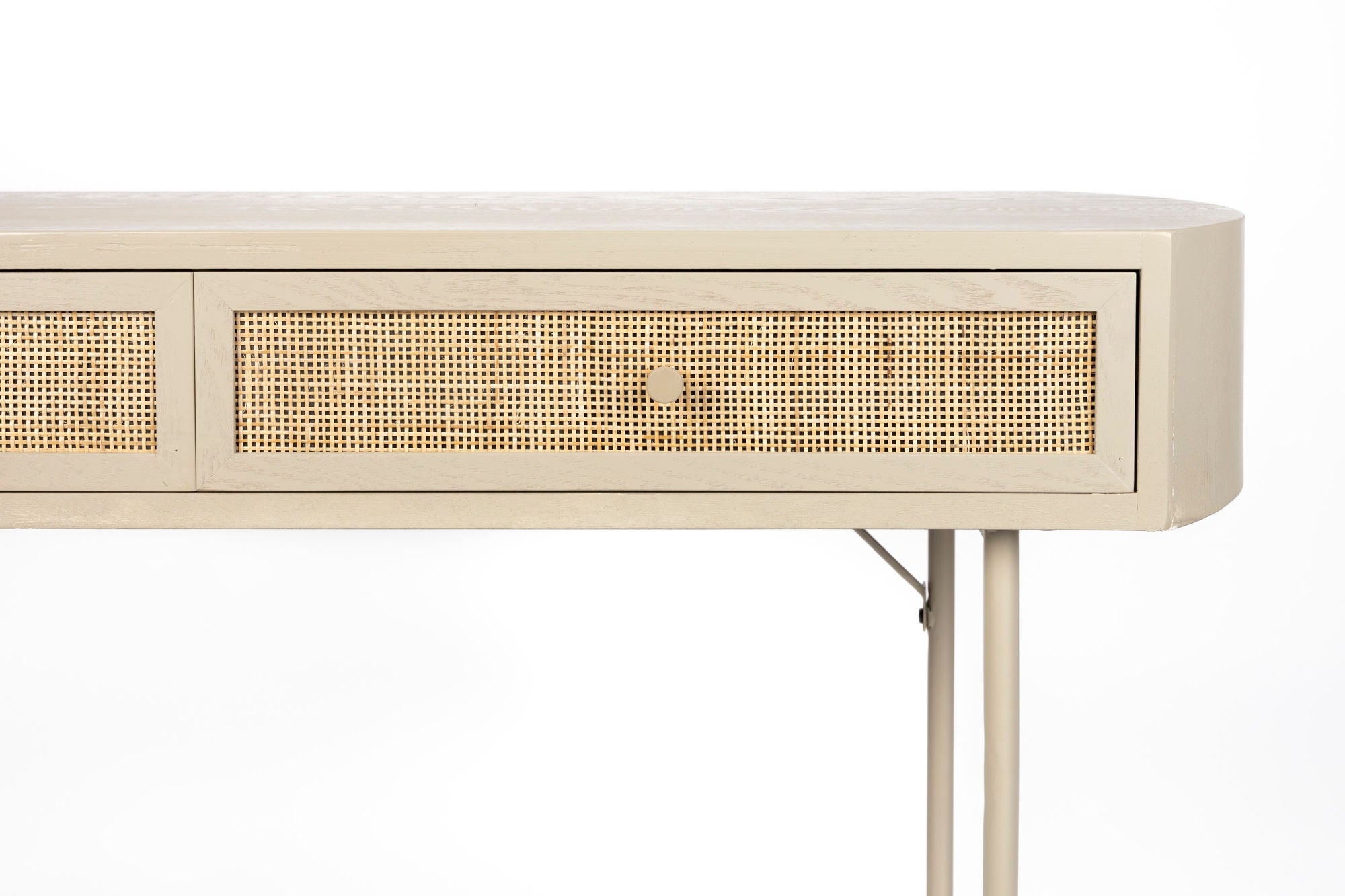 Amaya Beige Wood & Natural Rattan Console Table | 2 Doors